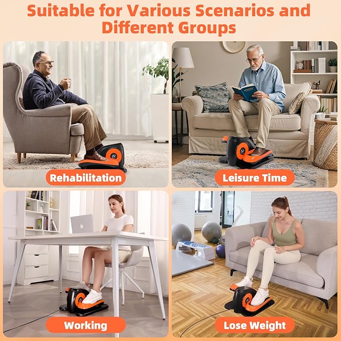 ANCHEER Under Desk Elliptical, Ellipse Leg Exerciser for Seniors Fully Assembled , Electric Seated Pedal Exerciser with Remote Control & 12 Adjustable Speed/Resistance