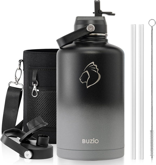 Insulated Water Bottle with Straw Lid, Modern Double Vacuum Stainless Steel Water Flask, Simple Half Gallon Water Jug, Metal Thermo Canteen Mug,87oz Sports Bottle