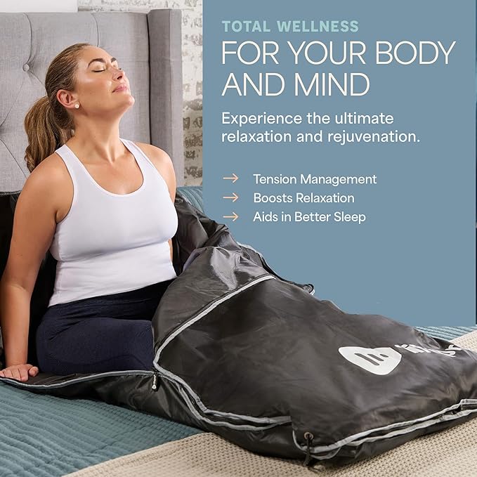 Lifepro BioRemedy Infrared Sauna Blanket – Available in 5 Colors – Portable Far Infrared Home Sauna Bag for Detox, Tension, and Relaxation – Adjustable Temp (86–158°F) & Timer – Includes Detox Wraps