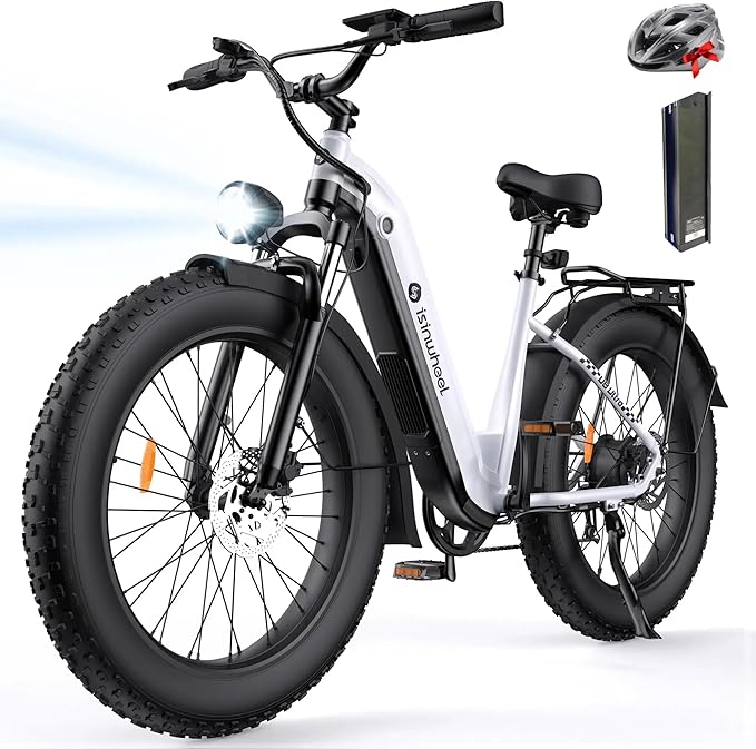 isinwheel U8 Plus Electric Bike for Adults,1500W Peak Motor Hydraulic Brake Ebike,Max 20/28MPH 75-105Miles Electric Bicycle with 13AH/18AH Battery,26" Step-Thru Fat Tire Commuter E Bike for Adults