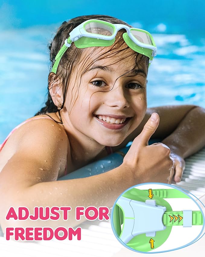 Kids Swim Goggles,Swimming Goggles for Kids 6-14, Anti-Fog UV Protection Pool Glasses for Boys Girls