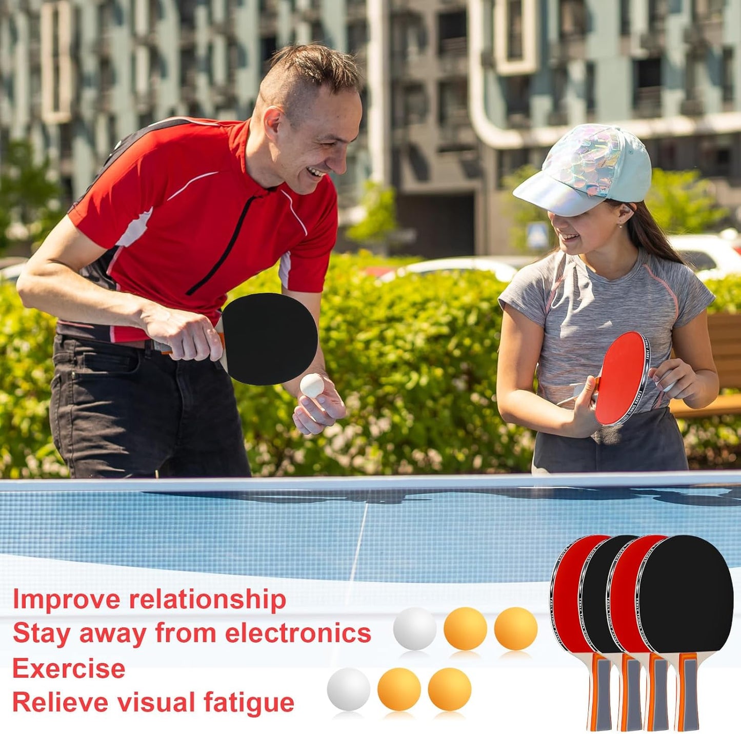 Liliful Table Tennis Rackets Set with Table Tennis Balls and Storage Bags for Indoor Outdoor Games