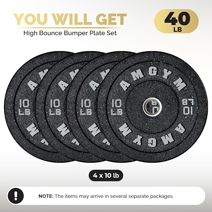 2 Inch Bumper Plates，10-500lbs，Barbell Rubber Olympic Weight Plates Set for Home Gym, Strength Training & Weight Lifting, Multiple Options Colors