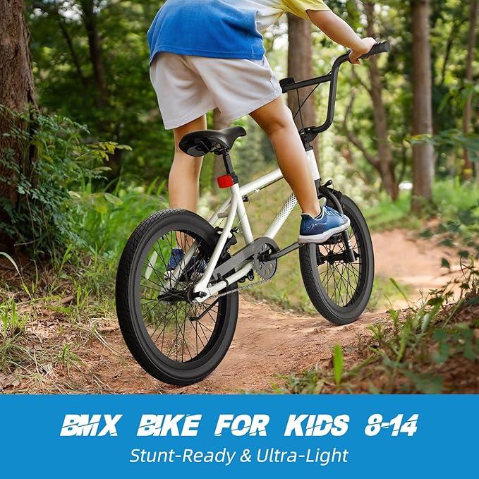 67i Boys BMX Bike 18/20 Inch Ages 8-12 Kids Bicycle with Front Rear U Brake Adjustable Seat Iron Fork 2.09" Wide Tires