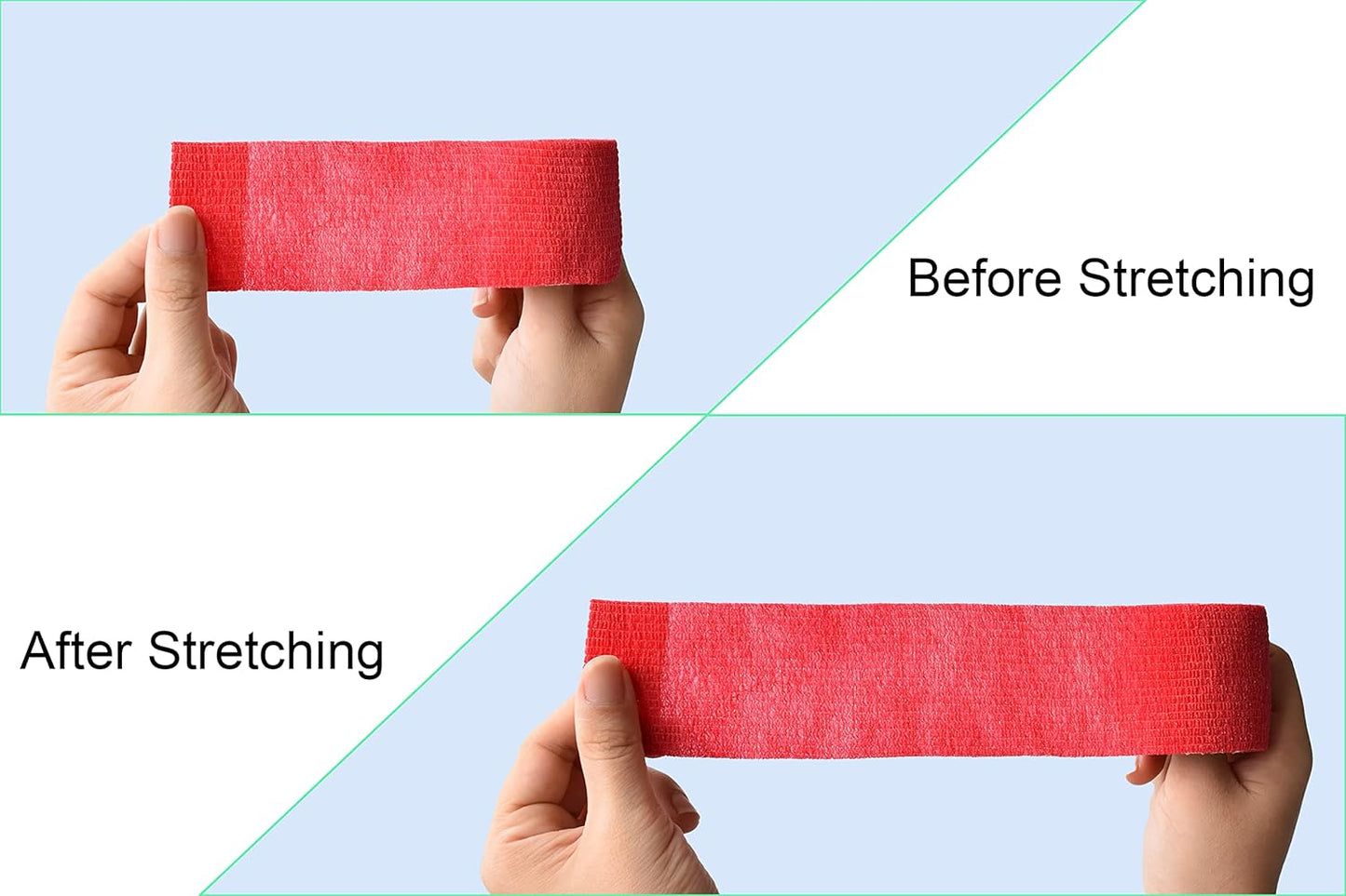 10 Pack Self Adherent Bandage Wrap Elastic Cohesive Bandage Self Adhesive Tape Vet Wrap Tape 2 Size (8Pack 2'' and 2Pack 1''), Red