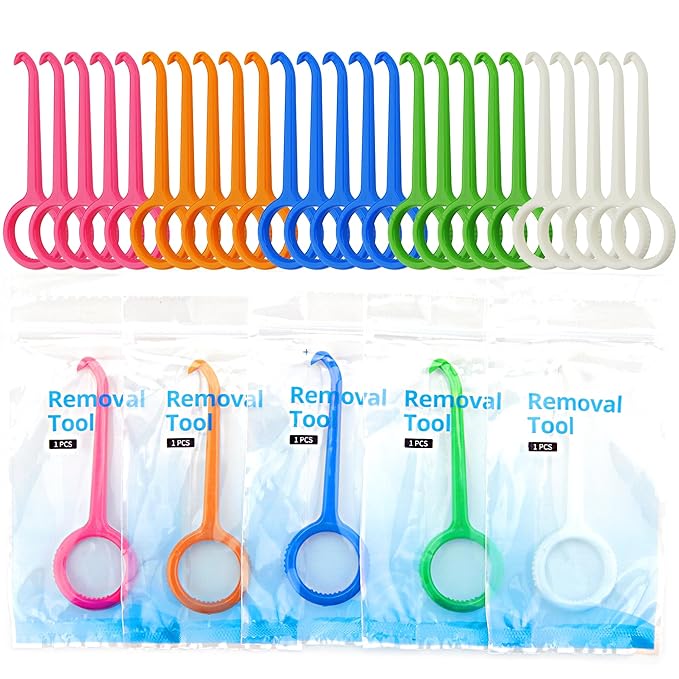 DLENP 25PCS Aligner Remover Tool, 5 Colors Clear Aligner Removal Tool for Invisalign Removable Retainers, Aligners,Braces Removal Kit