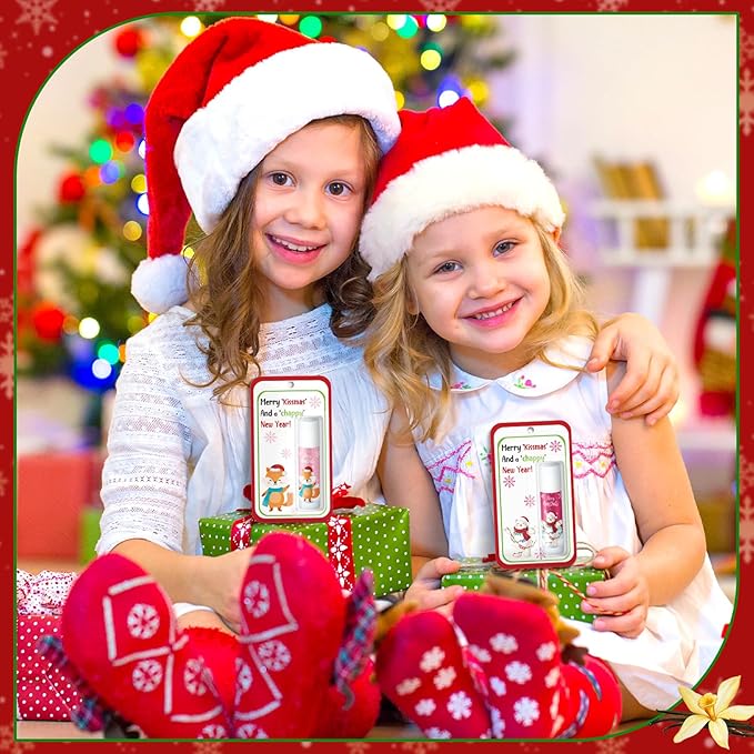 10 Pack Christmas Lip Balms Bulk Christmas Party Gifts Favors Stocking Stuffers Holiday Lip Balms Employee Staff Team Appreciation Gifts Thank You for Teacher Coworkers (Cute)