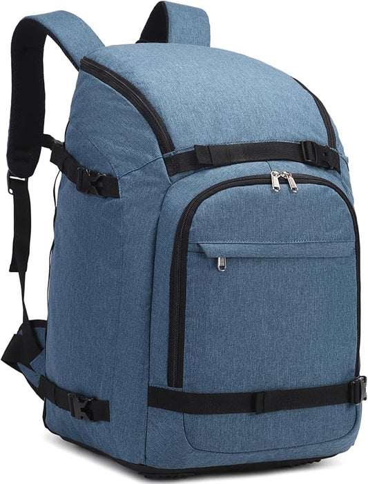 JIANYA Ski Boot Bag, 50L Waterproof Travel Backpack for Snowboard, Ski Helmet, Goggles, Gloves & Accessories, Blue