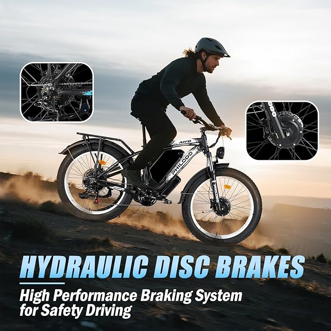 60V 26AH Battery Electric Bike,5000W Dual Motor Ebikes for Adults,Full Suspension Electric Bicycle,26x4 Fat Tires for All Terrain Dirt Bike,21-Speed Gear Electric Mountain Bike