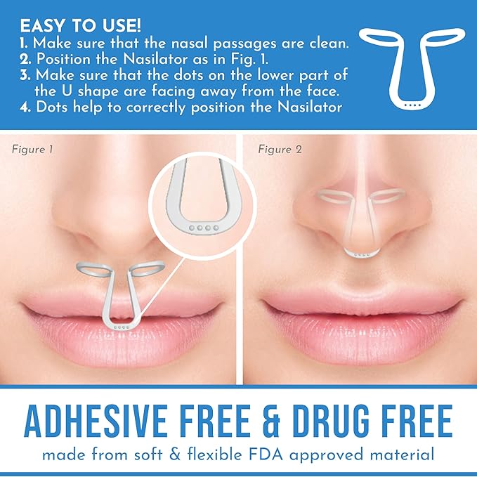 Made in USA! Nasilator Anti-Snoring Devices - Soft and Flexible Nasal Dilators | Improves Breathing & Sleeping | Snoring Solution | Reusable & Better Than Nasal Strips Pack of 4 (Nude)