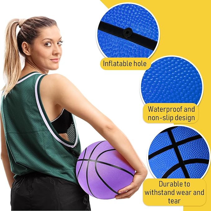 Jerify 12 Pack Official Size Rubber Basketballs for Kids Child Junior Youth Indoor Outdoor Sports Basket Balls with Pump Back to School Student Gifts Operation Christmas Bulk Items