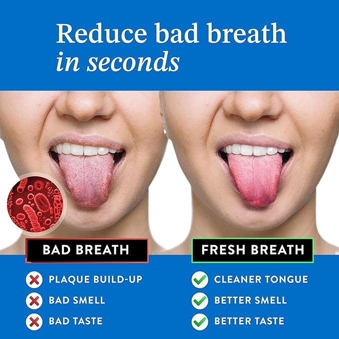 Mouthology Metal Tongue Scraper, Reduce Bad Breath in Seconds, Stainless Steel Tongue Cleaners for Adults, Metal Tounge Scrubber, Tongue Scraper Cleaner for Fresh Breath Tongue Brush (One Pack)