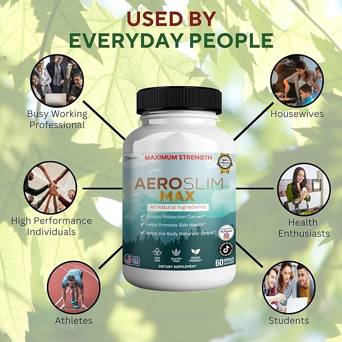 Aeroslim Max Natural Dietary Supplement, 60 Capsules, Maximum Strength, Vegan, Gluten Free, Non-GMO, Made in USA (1)