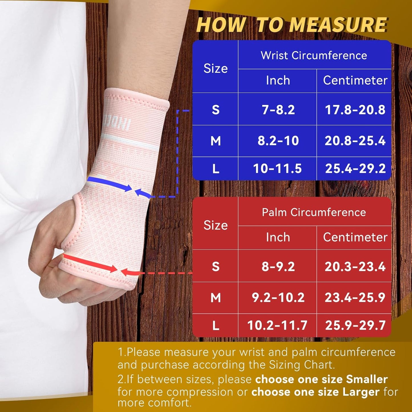 INDEEMAX Copper Wrist Compression Sleeve 1 Pair, Comfortable Hand Brace Support for Arthritis, Tendonitis, Sprains, Workout, Carpal Tunnel - Left & Right - Women and Men (Pink, S)