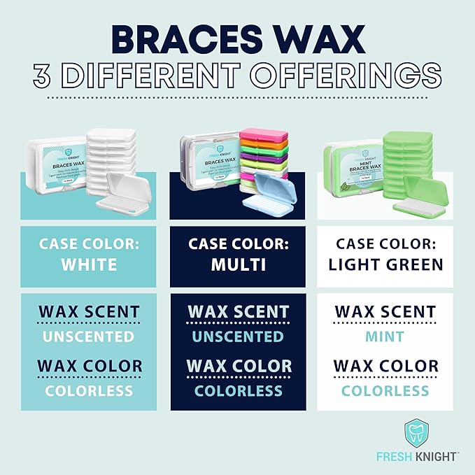 Fresh Knight Braces Wax. Dental Wax for Braces & Aligners - Premium Orthodontic Strips Food Grade (Multicolor)