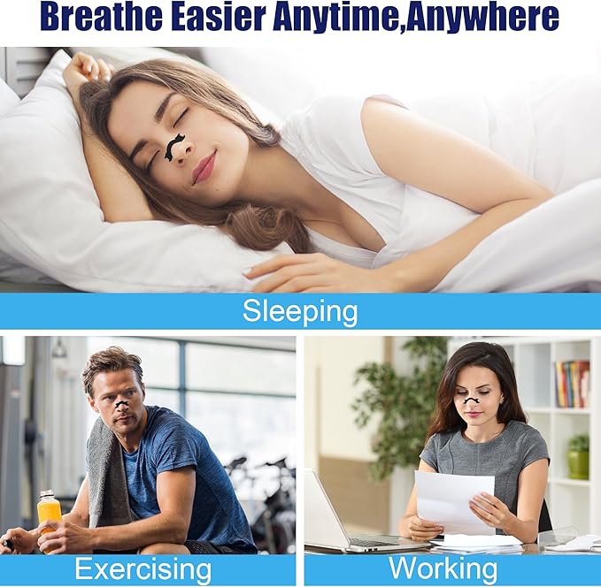 50Pcs Nasal Strips for Snoring, Nose Strips for Breathing, Snoring Aids for Men & Women, Helps Reduce Snoring & Improves Sleep (Black,50)
