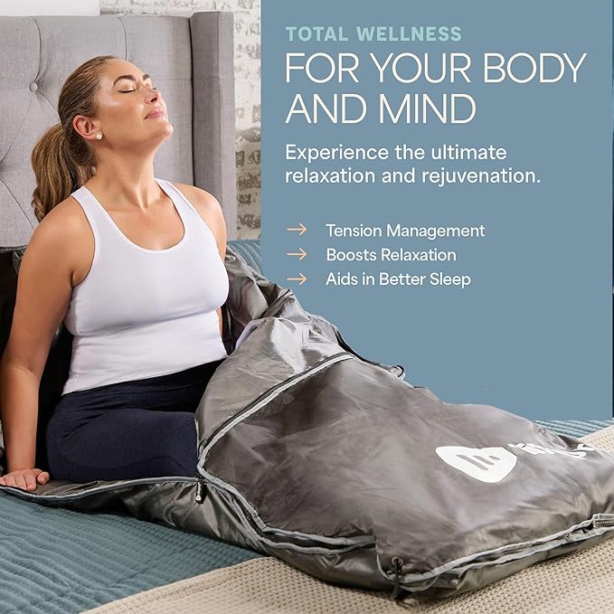 Lifepro BioRemedy Infrared Sauna Blanket – Available in 5 Colors – Portable Far Infrared Home Sauna Bag for Detox, Tension, and Relaxation – Adjustable Temp (86–158°F) & Timer – Includes Detox Wraps