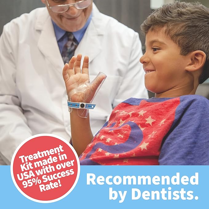 AeroThumb Thumb Sucking Prevention Kit – Thumb Sucking Guard with InstaLock System - Deterrent & Treatment For Bad Dental Habits | Ages 5 & 6 | Between 40-70 lbs – Medium | Made in the USA