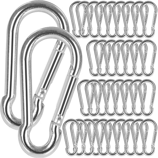 60Pack 2” Spring Snap Hooks, Galvanized Steel Small M5 Carabiner Clips Keychain, 220lb Capacity Heavy Duty Quick Link for Outdoor Camping, Swing, Fishing, Hammock, Dog Leash, Hiking
