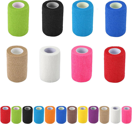 8 Pack Self Adhesive Bandage Wrap, 3 in x 5 Yards Non-Woven Self Adherent Cohesive Bandage, Vet Wrap Wound Tape for Thumb Finger Wrist Knee Ankle, Mix Colors
