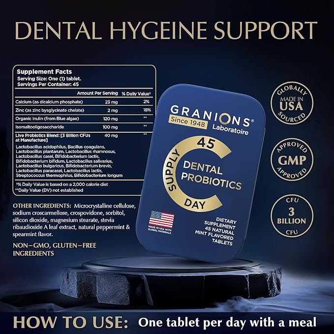 Oral Probiotic Mints - 3 Billion CFU for Dental Probiotics for Teeth and Gums - Best Breath Freshener with Lactobacillus Salivarius - Oral Health Probiotics for Bad Breath - 90 Tablets in Tins