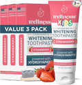 Wellnesse Kids Hydroxyapatite Toothpaste with Xylitol - Fluoride Free Toddler & Children's Natural Toothpaste, Freshens Breath, Sensory-Friendly Oral Care, Vegan, Strawberry Flavor, 4 oz (Pack of 3)