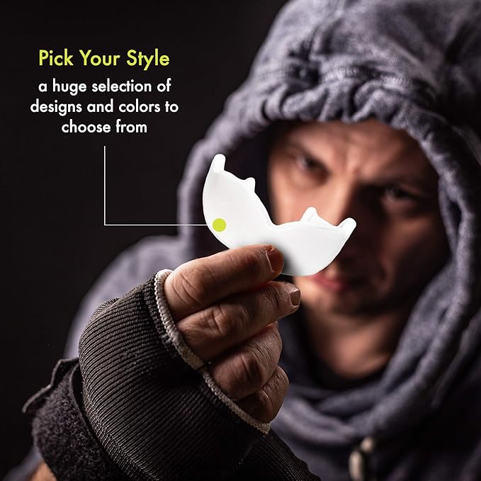 DAMAGE CONTROL High-Impact Mouth Guard – Sports Mouthguard for Boxing, Football, Hockey, Lacrosse & Basketball, Protects Teeth & Jaw, Protective Mouthpiece for Adults & Youth (Adult, White 2.0)