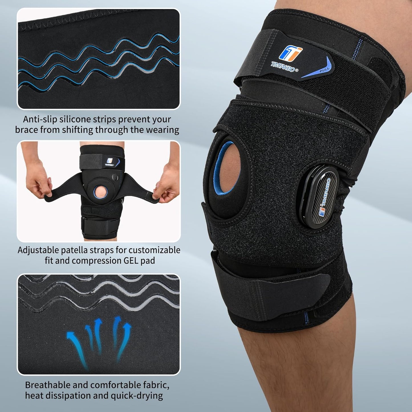 Knee Brace for Men & Women, Hinged Knee Support with Side Stabilizers and GEL Patella, X-Straps Fixing, Medical Knee Braces for Knee Pain, Meniscus Tear, ACL, PCL, MCL, Arthritis, Right Left Leg Brace