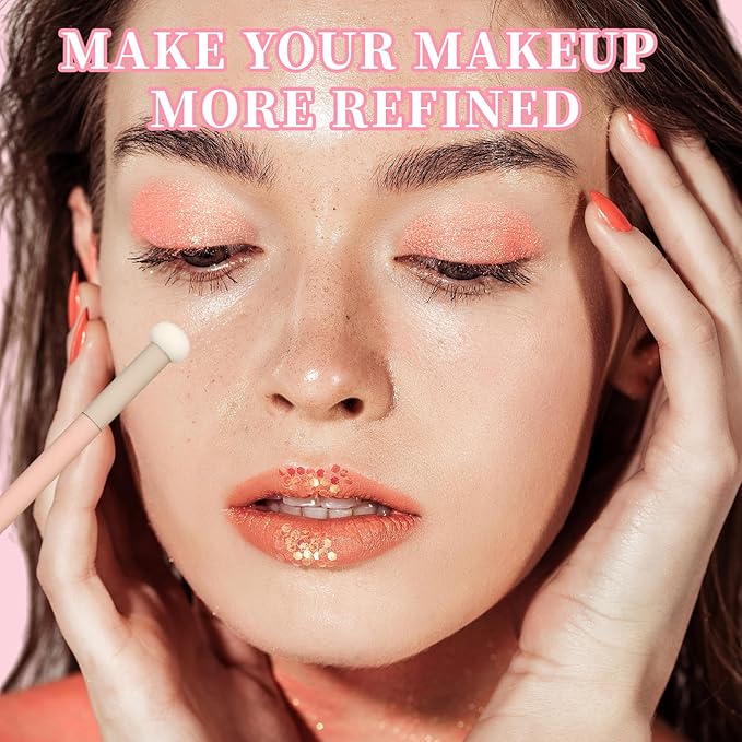 10 Pcs Makeup Applicators, Concealer Sponge With Handle, Round Mushroom Makeup Brushes, Soft Fluffy Face Blenders & Sponges Applicator For Women Girls (Pink)