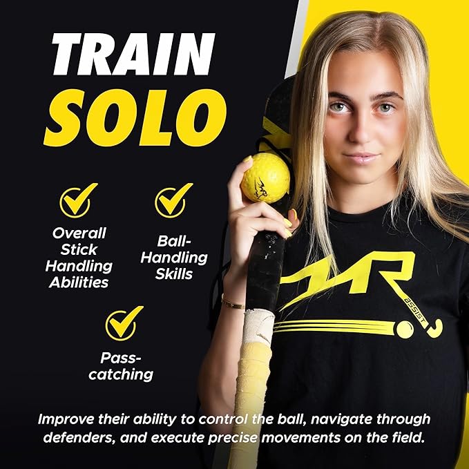 LLC - Hockey Trainer, Professional Field Hockey Ball for Solo Hockey Training, Off-Field Speed Training System, Hockey Stick Handling Balls, Portable with Sturdy Bungee Line, 1 Count