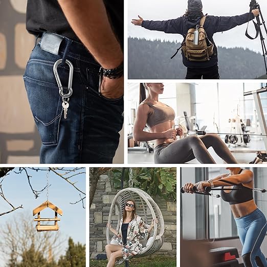 Large Carabiner Clip Hooks, 2pcs 7 inch Carabiners Heavy Duty, 304 Stainless Steel Spring Snap Hook Fits Camping Hanging Hiking Weight Lifting, Metal Clips for Rope or Chain