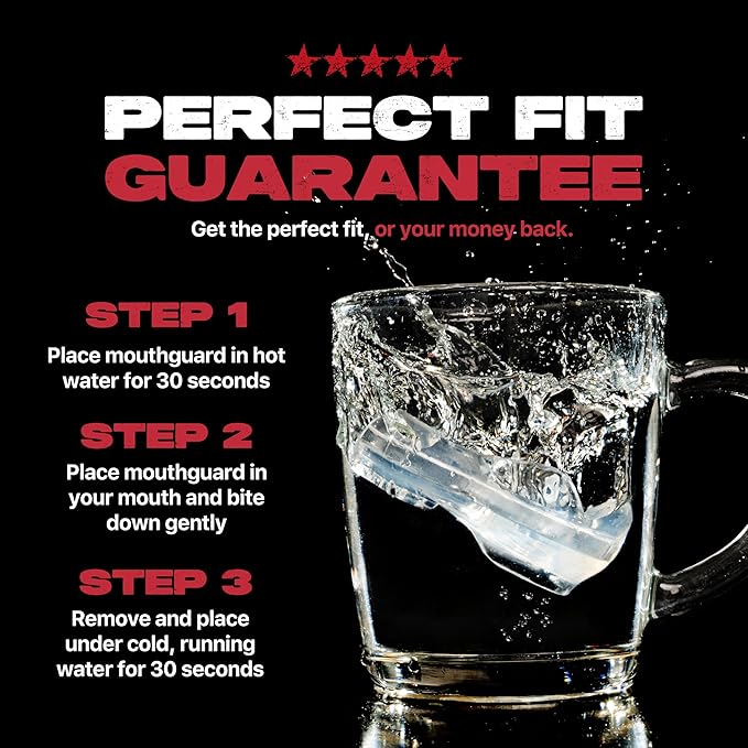 SAFEJAWZ Mouthguard for Braces, Upper & Lower Protection Remoldable Mouth Guard with Case for Boxing, Basketball, Football, MMA, Lacrosse, Hockey and All Contact Sports One Size (Transparent)