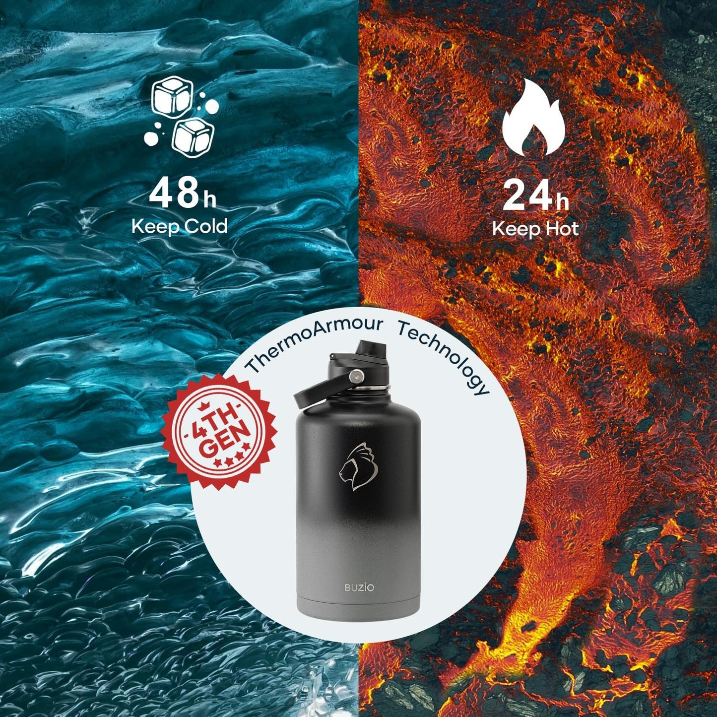 Insulated Water Bottle with Straw Lid, Modern Double Vacuum Stainless Steel Water Flask, Simple Half Gallon Water Jug, Metal Thermo Canteen Mug,87oz Sports Bottle