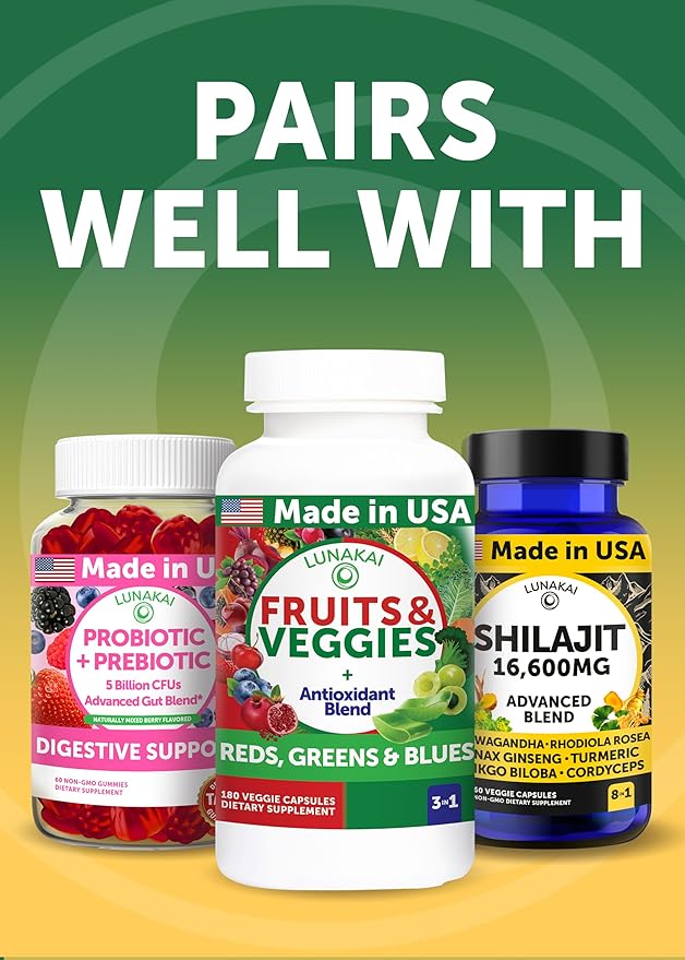 Lunakai USA Made Pure Moringa Capsules – Advanced Moringa Leaf Extract Supplement with Ashwagandha, Boswellia, Ginseng & Turmeric, 60ct