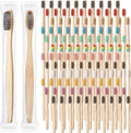 Sieral 240 Pcs Bamboo Toothbrushes Bulk, Soft Bristle Toothbrush for Adults, Natural Wooden Toothbrushes, Vegan Organic Bamboo Travel Tooth Brush, Individually Wrapped, 7 Inch 12 Color