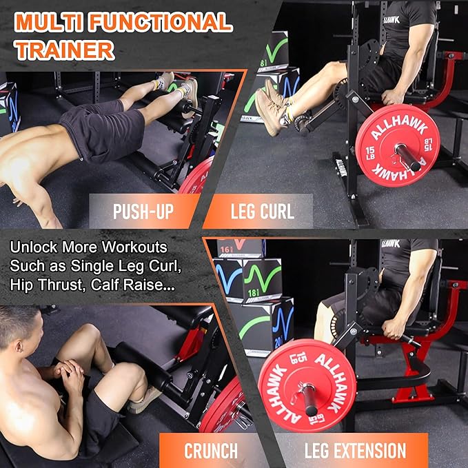 All-in-One Leg Extension and Curl Machine, Adjustable Seated Leg Rotary Extension Machine for Lower Body, Plate Loaded Home Gym Weight Machine for Thigh Workouts