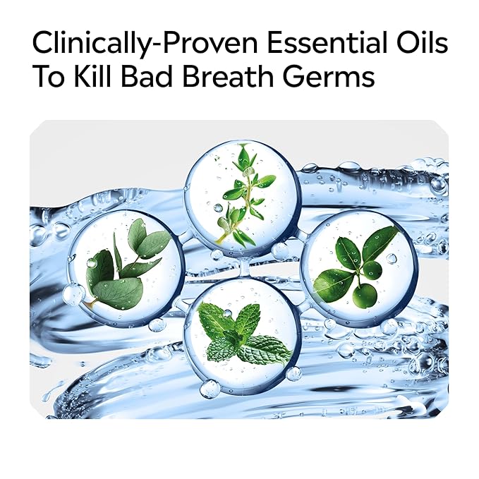 Listerine Ultraclean Alcohol-Free Tartar Control Mouthwash, Oral Rinse Fights Stain Build Up to Help Keep Naturally White Teeth, Less Intense Arctic Mint Flavor, 1L