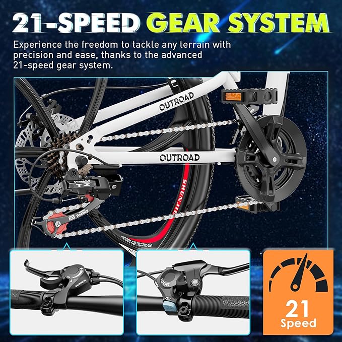 26 Inch Folding Mountain Bike, 21 Speed Full Suspension Bicycle with High-Carbon Steel, Dual Disc Brake Non-Slip Quick Release tire Folding Bicycle for Adults/Men/Women