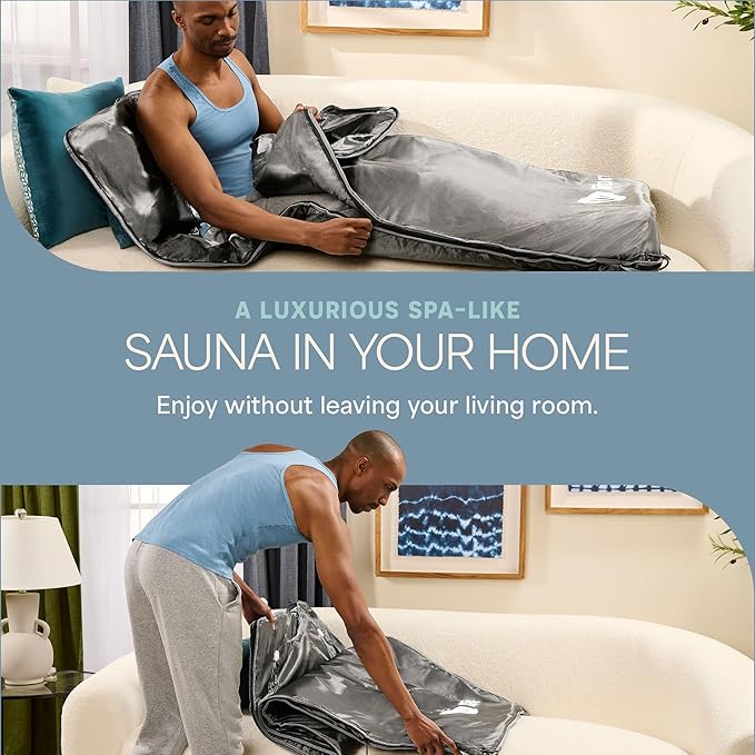 Lifepro BioRemedy Infrared Sauna Blanket – Available in 5 Colors – Portable Far Infrared Home Sauna Bag for Detox, Tension, and Relaxation – Adjustable Temp (86–158°F) & Timer – Includes Detox Wraps
