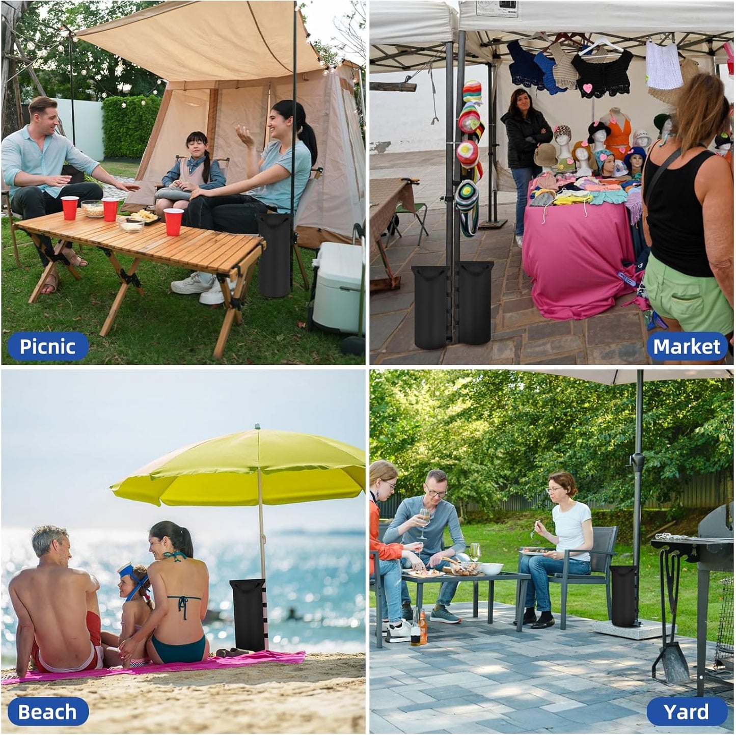 Kaskawise Sand Bags for Canopy Weights Set of 4,120LBS Sand Bags for Canopy Legs,900D Oxford SandBags for Pop up Tent Weights,Outdoor Tent,Patio Umbrella,Gazebo,Sun Selter, Black