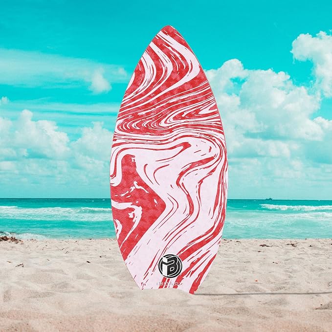 41” Skipper Skimboard with High Gloss Coat Wooden Skim Boards for Beginners, Teenagers and Adults Beach Skimboard 3 Color Traction Pad to Choose