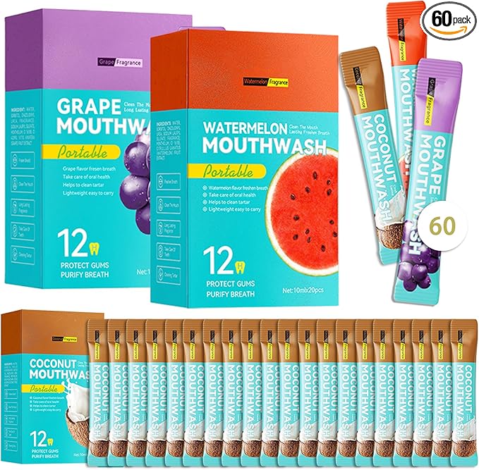 60PCS Travel Size Mouthwash,Portable Mini Mouthwash,Long-Lasting Freshness Travel Mouth Wash for Oral Care A3