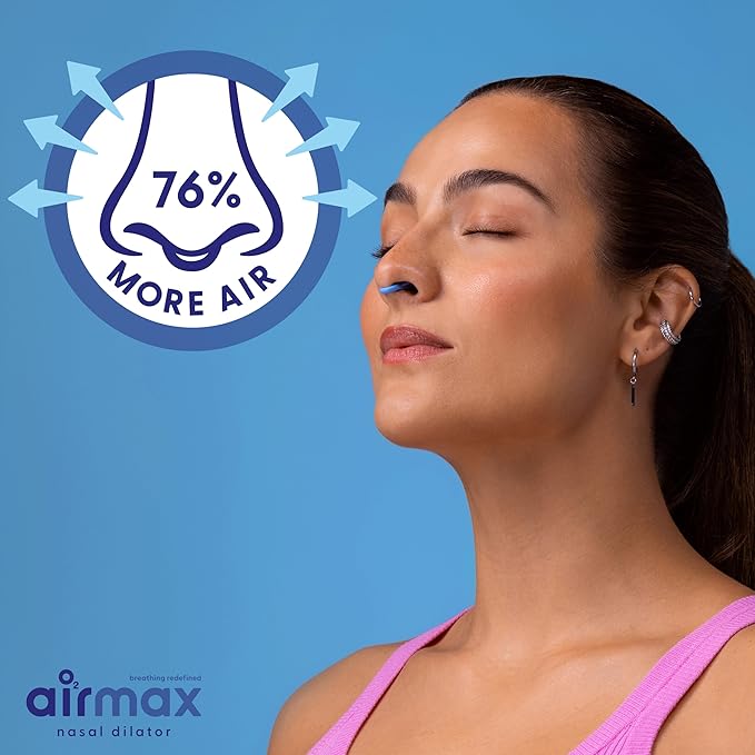AIRMAX Nasal dilators for Sleeping - 76% More Airflow - Anti Snore Device - Breathe Freely Through The Nose - Sinus Relief, Sleep aid and snoring Solution - 2X Small Blue - 6 Month Relief