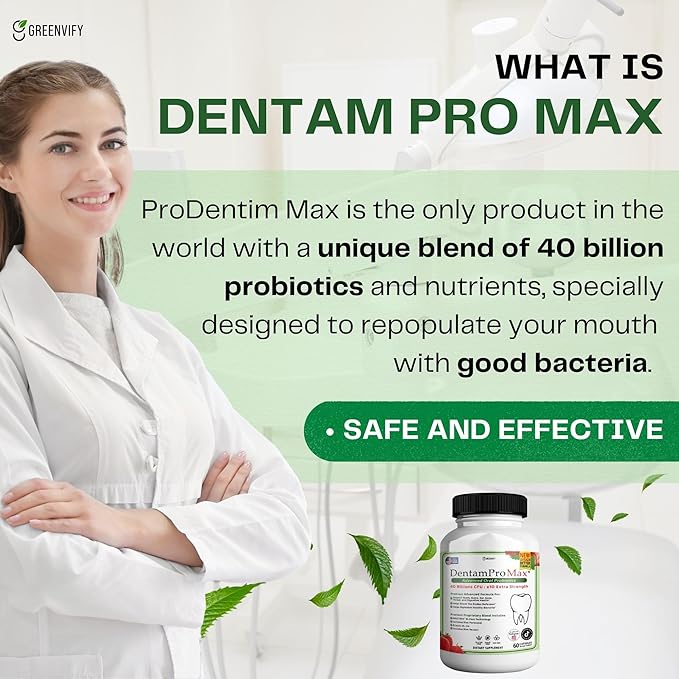 DentamPro Max for Gums and Teeth Health & Fresh Breath - 40 Billion CFU Advanced Oral Probiotics for Mouth Bad Breath, Capsule Supplement (6)