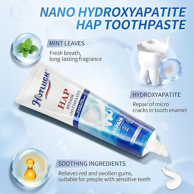 Hotluck HAP Fluoride Free Toothpaste，Nano Hydroxyapatite Toothpaste，Enamel Repair & Remineralization，Whitening，Fresh Breath，Natural Mint，4oz (Pack of 2)