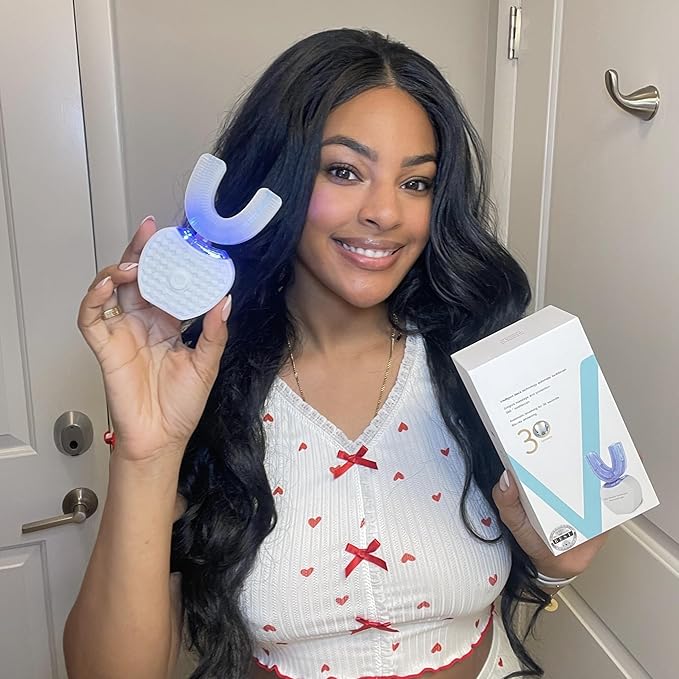 Sani White Ultrasonic Toothbrush, Ortho Sparkle Sonic Glow Brush, 360 Brite Toothbrush Adult U Shaped Tooth Cleaner Teeth Whitening Light Electric Automatic Hands Free