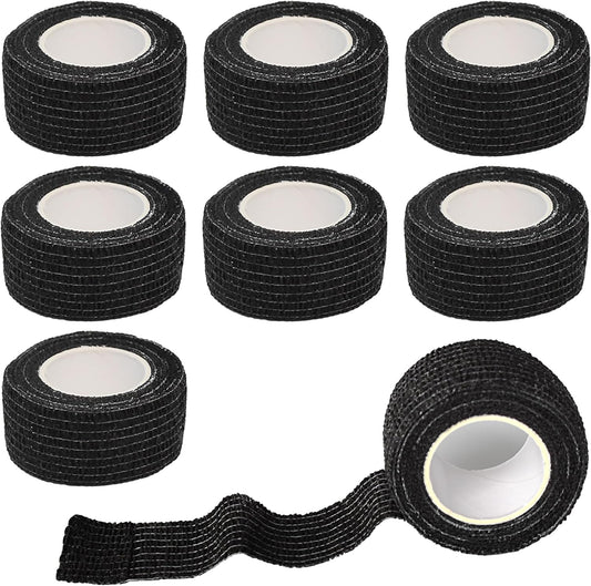 8 Pack 1 x 5 Yards Cohesive Wrap Self Adhesive Bandage Elastic Self Adherent Vet Tape for Athletic, Wrist, Ankle, Knees, Pets (Black)