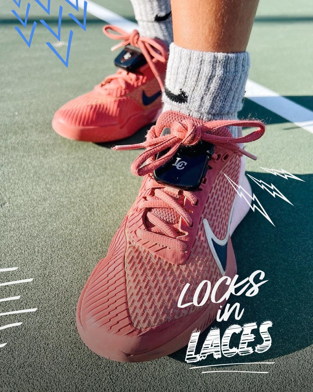 LC LaceClips Smart Activity Tracker - Shoe-Mounted Step Counter for Walking & Sports Performance Monitor - Track 25+ Activities, Jumps & Calories with App - No Subscription Required (White)