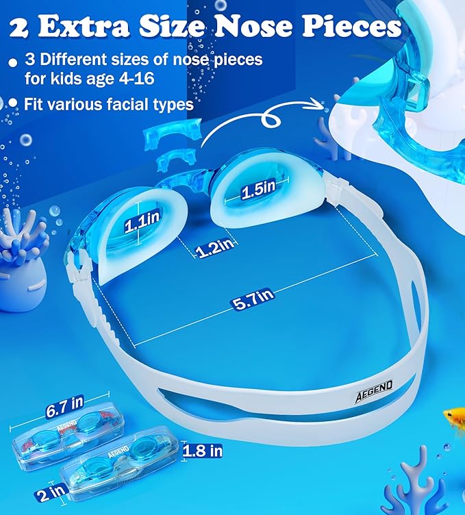 Aegend 2 Pack Kids Goggles, Swimming Goggles for Kids Age 4-16 Boys and Girls Youth, Anti-Fog Waterproof Anti-UV Pool Goggles