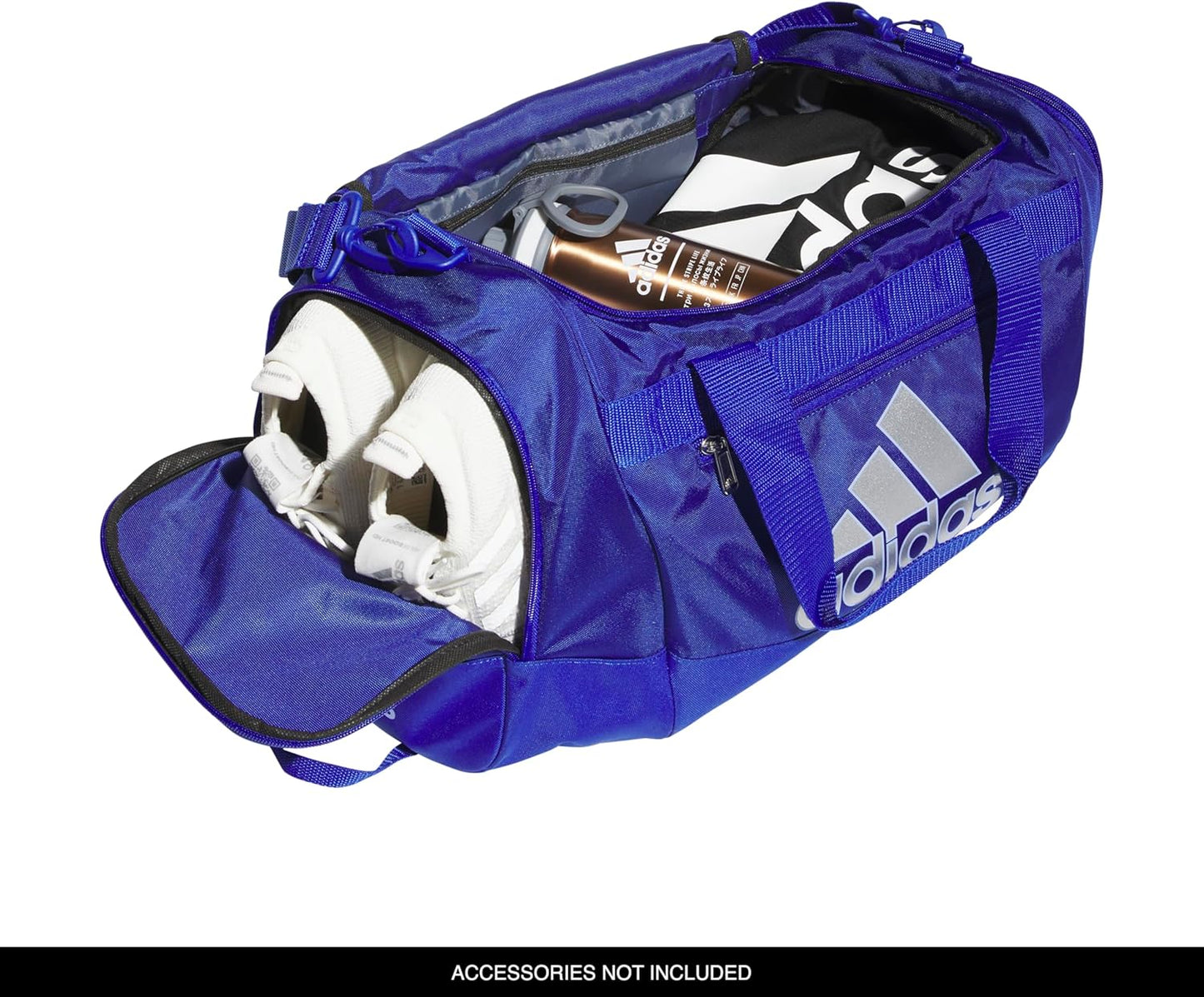 adidas Unisex Defender 4.0 Gym Duffel Bag for Men and Women, Semi Lucid Blue/Silver Metallic/Blue Spark, Small (38L)